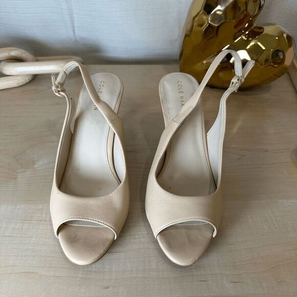 COLE HANN Maya Sling Back Nude Leather Pump‎ - Picture 4 of 11
